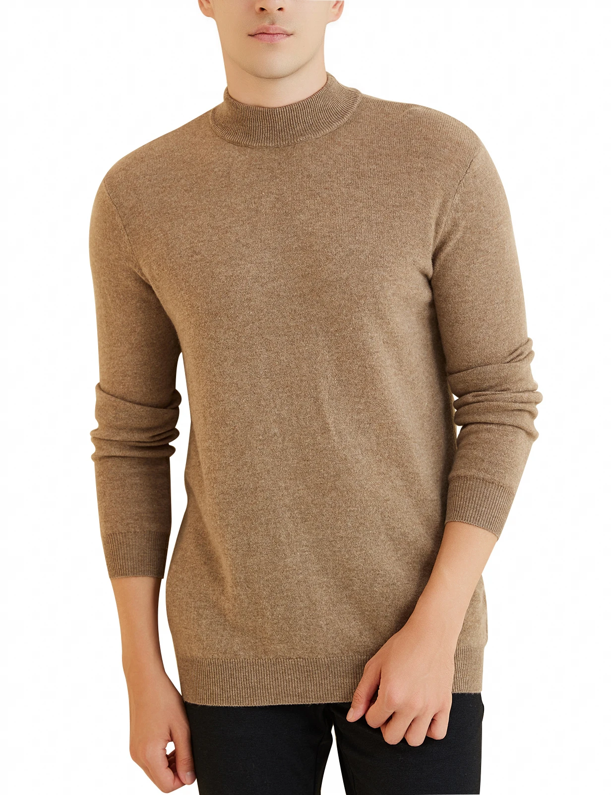 Sweater for Men 100% Merino Wool Knit Sweaters 2023 Fall Winter Warm Long Sleeve Mock Neck Pullovers Male Korean Luxury Clothing