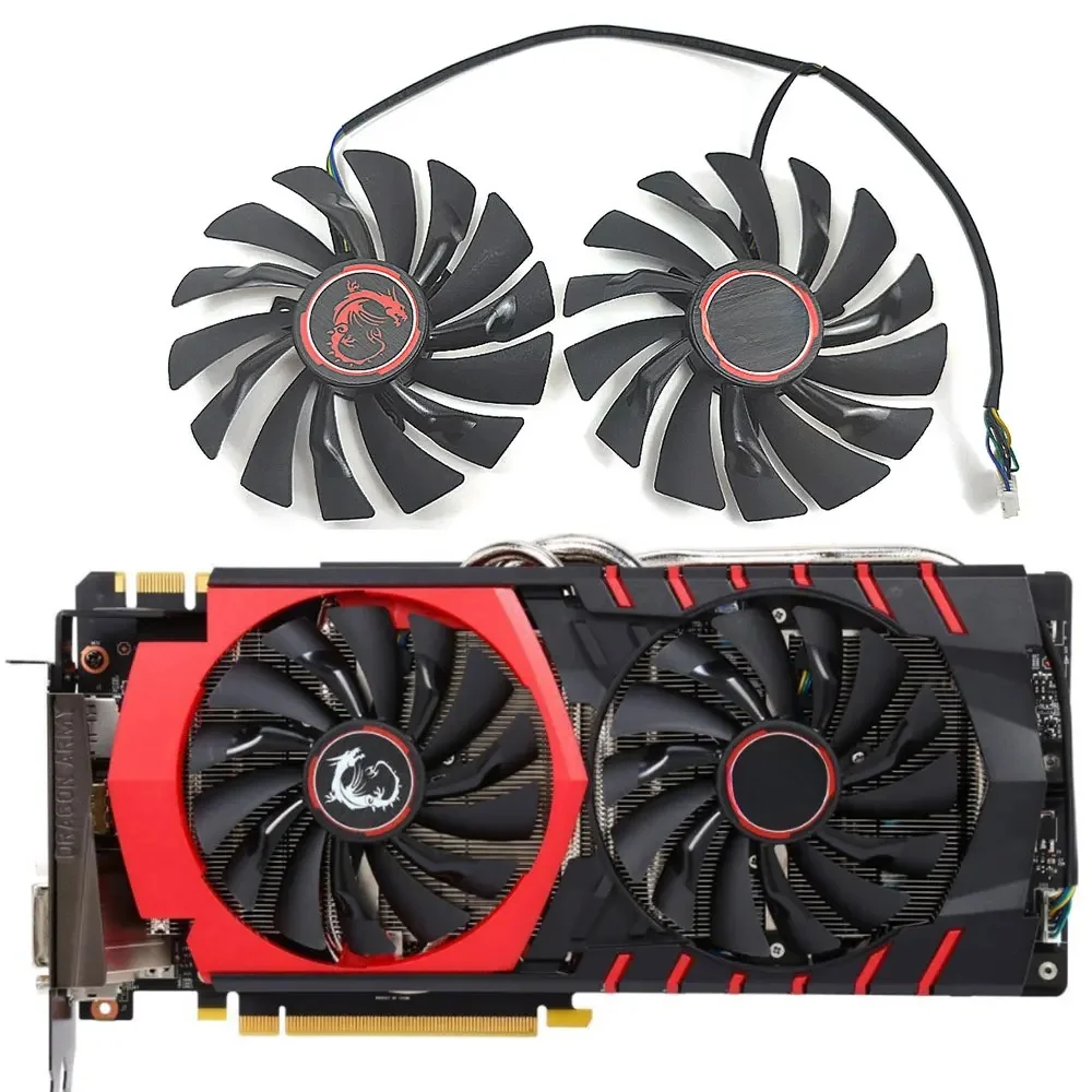 NOWY WENTYLATOR KARTY GRAJĄCEJ PLD10010S12HH GTX 980 ， Dla MSI R9 390 ， R9 380 ， R7 370 ， GTX 980 980Ti 970 960 950 GAMING Wentylator chłodzący kartę graficzną — zdjęcie 2