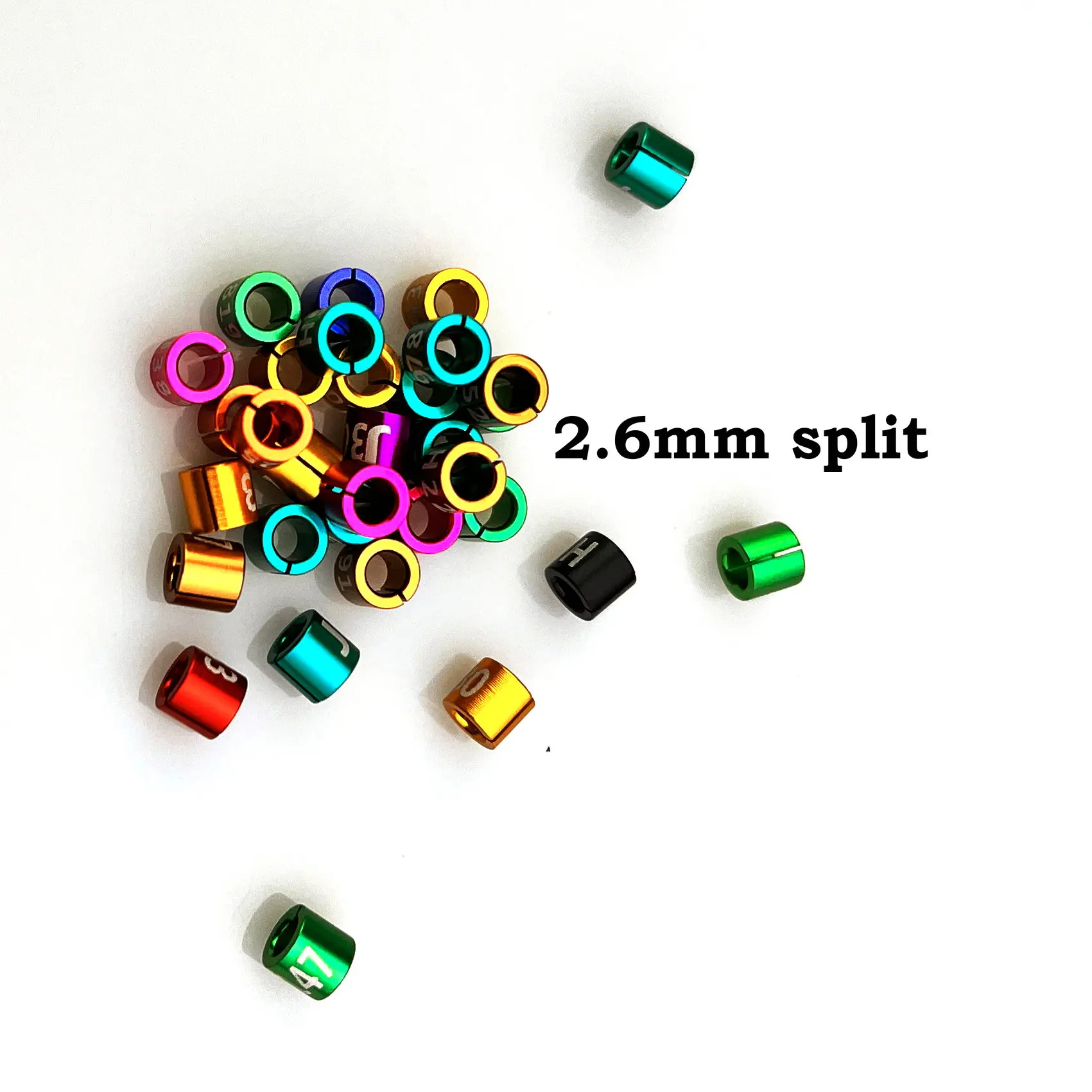 Split Finch Rings, Aluminum Bird Leg Bands, Non-Custom, Random-Character, Color-Mixture, 25 PCs/Lot, 2.6mm