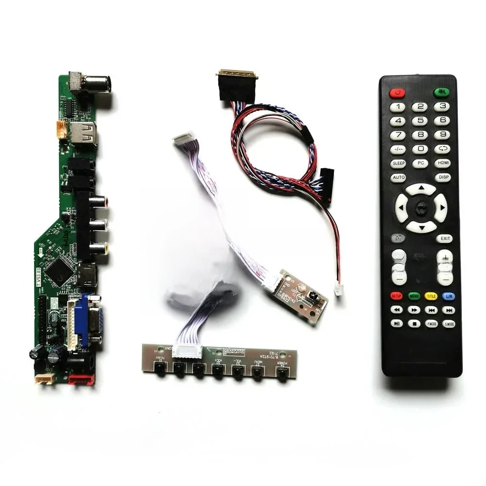 ZESTAW Pasuje do B156XW02 V.0/V.1/V.2/V.3/V.4/V.6/V.7 40Pin VGA+AV+USB LCD Screen LVDS Keypad+Remote 1366*768 TV Control Drive Board — zdjęcie 2