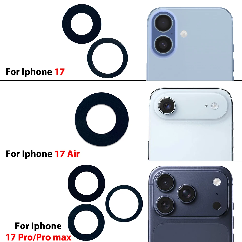 20 PCS For Iphone 17/ 17 Pro Max/17 Pro/17 Air Housing Back Rear Camera Glass Lens With Cover Frame Holder