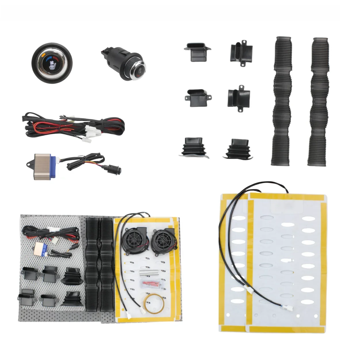 12 v universal car seat Cooling   cushion Cover with 2 Fans integrated heated seat with 6 level rotate switch kit