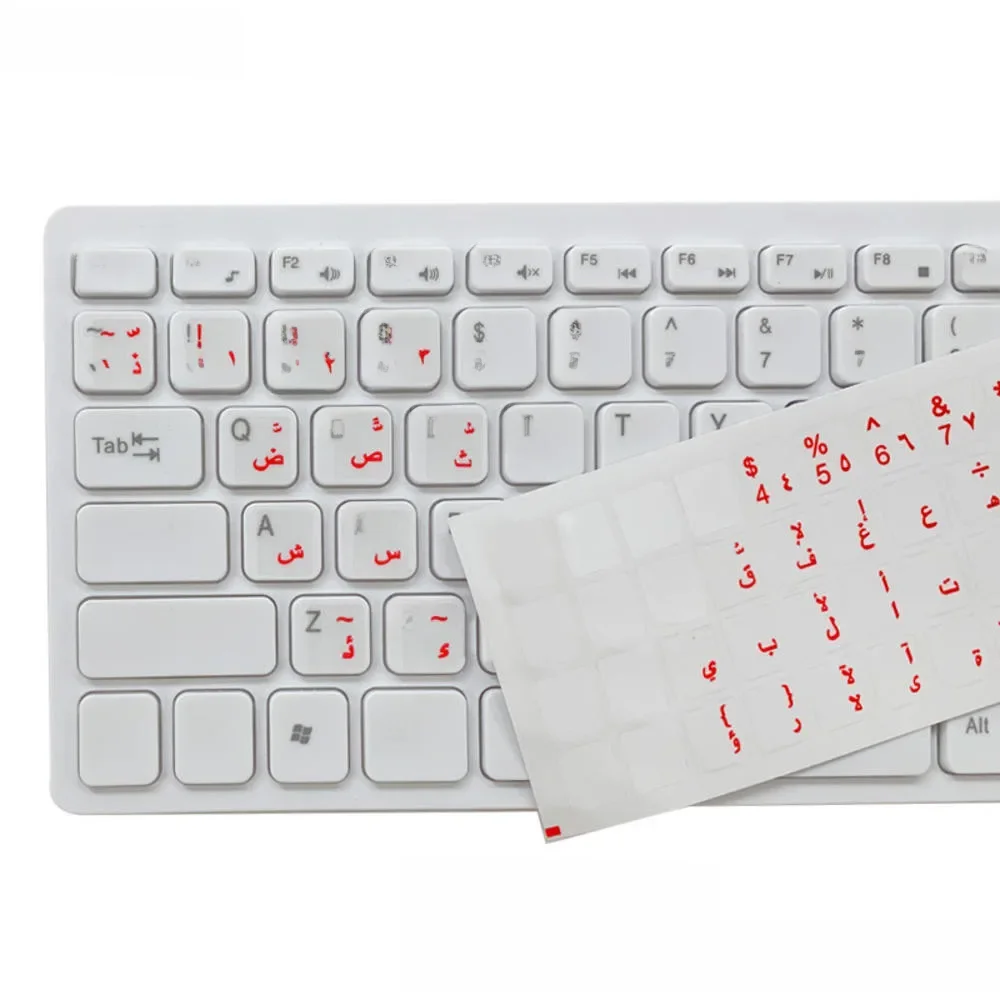 Autocollant Transparent pour clavier arabe, 1 feuille, Film de protection Orange bleu pour ordinateur portable, autocollant de clé de langue universelle, vente en gros