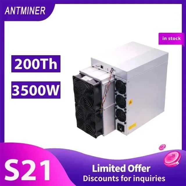 

QUICK SHIPPING _ Original Bitmain Antminer S21 200T BTC Miner 3500W SHA-256 ASIC Mining Hardware High Profit Miner