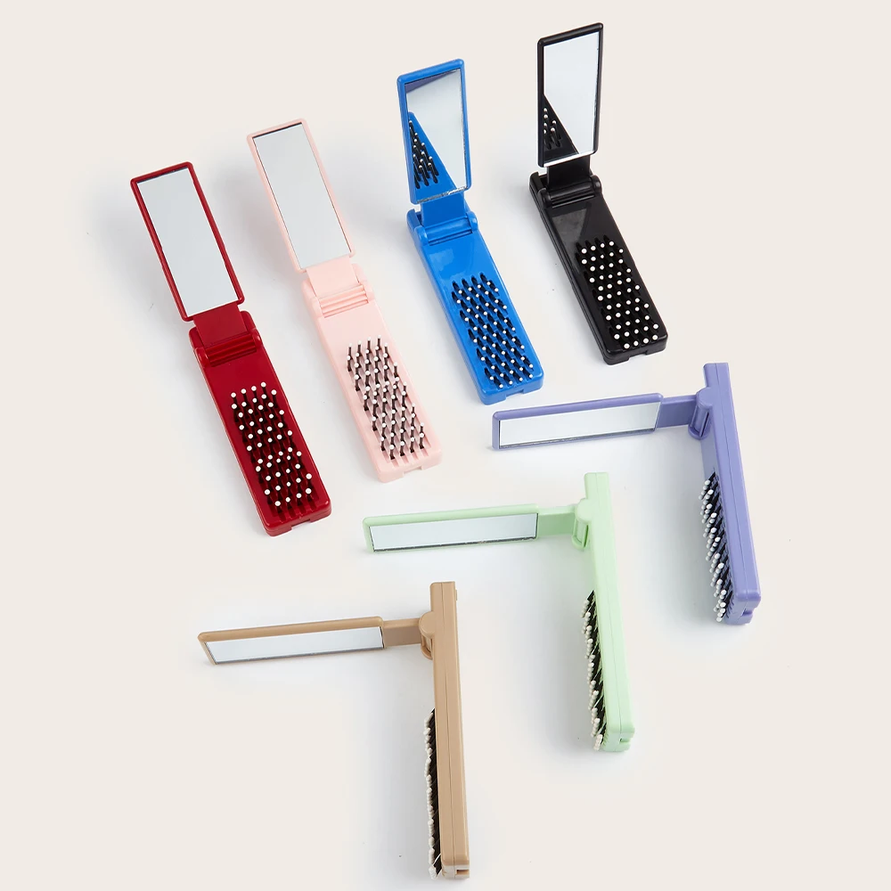 Hair Comb With Folding Mirror Traveling Portable Massage Folding Comb Automatic Cleaning Hair Brush Scalp Massage Comb Hair Tool