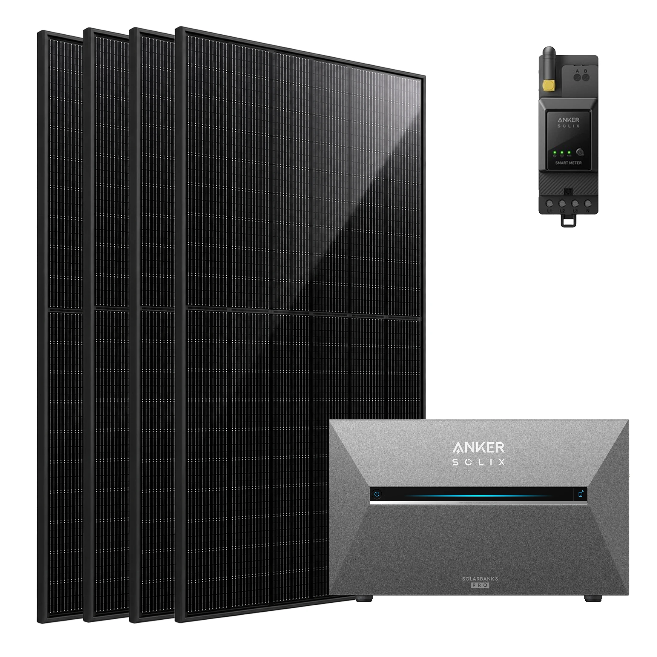 Anker SOLIX 3 Pro Balkonkraftwerk 2000W, Solarbank 4×500W Solarmodule, Anker Smart Meter, 4 MPPT, Plug&Play, erweiterbar bis 16kWh