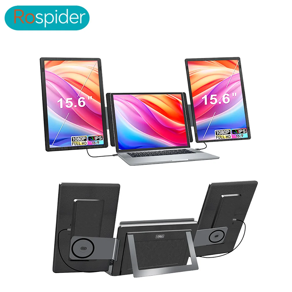 

Rospider Portable Dual Screen Extender Laptop Monitor 1080P IPS Rotatable Triple FHD for MacBook Windows