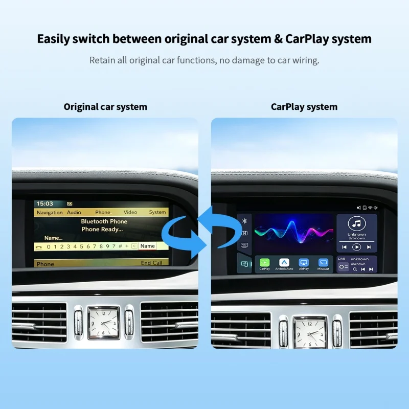EASYGUARD Plug Play Wireless CarPlay Android Auto Decoder CarPlay Box Fit For Mercedes Benz CL W221 S class 06-09 CL Class 10-12