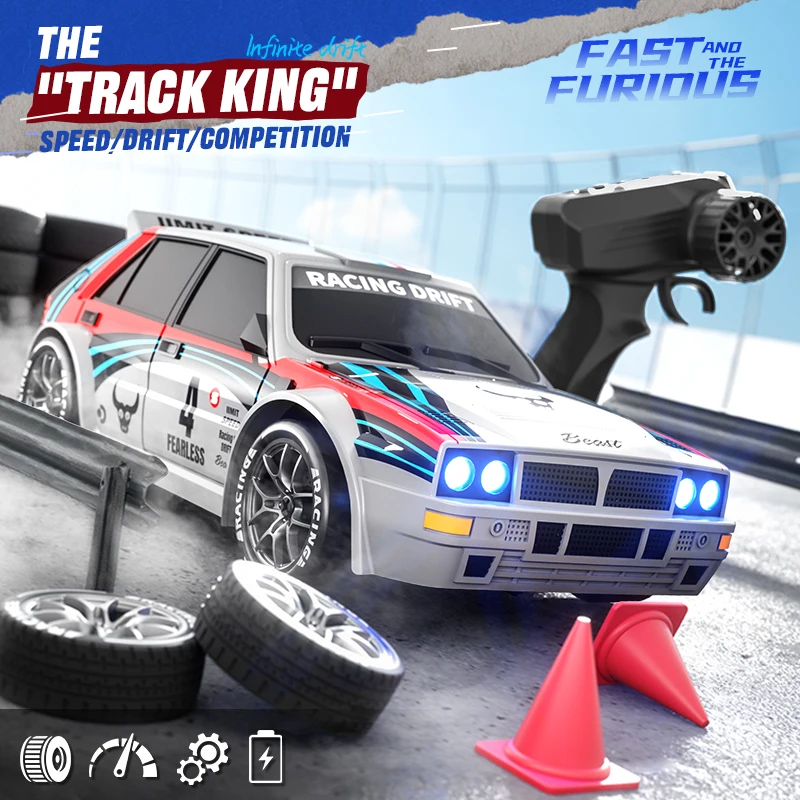ZNLYRION RC Drift Car 204PRO 1:24 4WD 20KM/H Hochgeschwindigkeits-2,4G-Ferngesteuertes Rennauto mit LED-Licht, 2 Geschwindigkeitsmodi, austauschbaren Reifen, Offroad-Fahrzeug, Spielzeug, Geschenk für