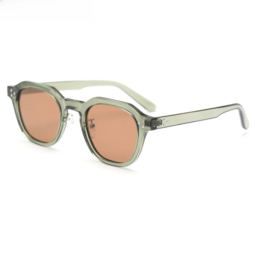 Peekaboo koreańskie okulary przeciwsłoneczne w stylu retro dla kobiet TR90 oprawki wielokątne okulary przeciwsłoneczne z polaryzacją uv400 męskie zielone brązowe 2023 lato — zdjęcie 2