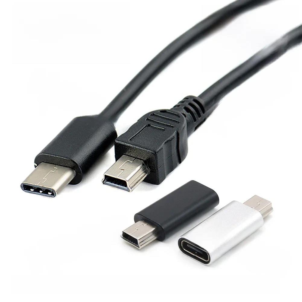 kabel mini usb do usb c, kabel mini-b do usb-c, adapter usb typu c żeński do mini usb męski, adapter mini usb do typu c przewód zasilający gps — zdjęcie produktu 7