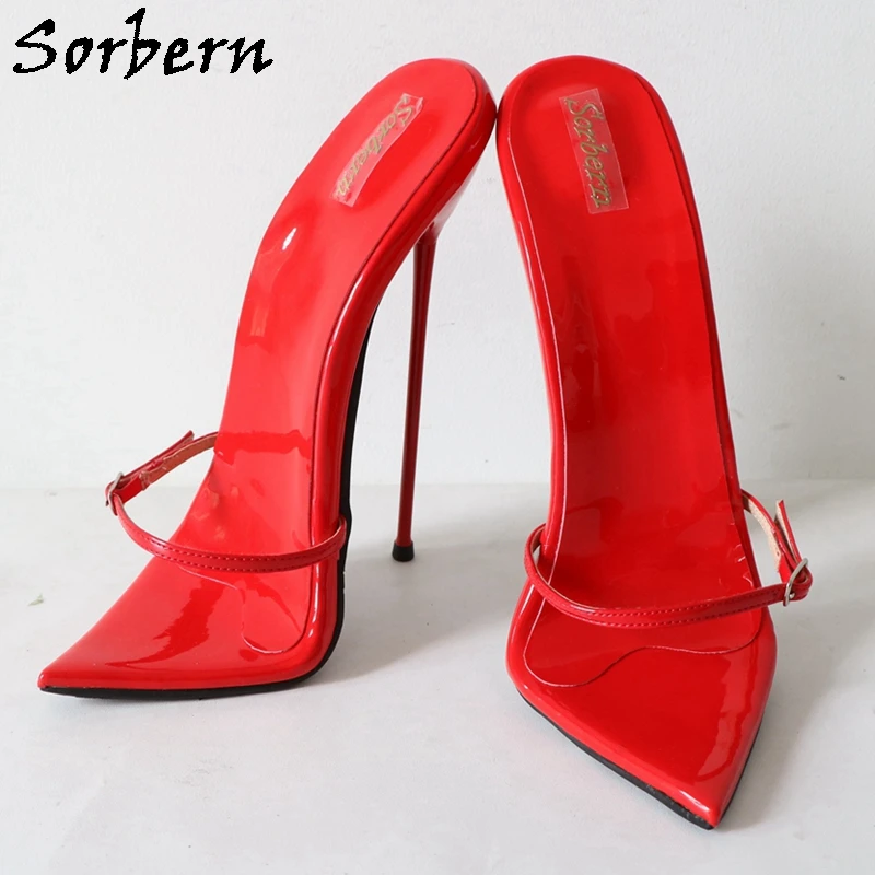 Sorbern Sexy 18cm Metal High Heel Sandals Ladies Slides Buckle Straps Play Fun Shoes Size 38 Evening Night Club Party Heels