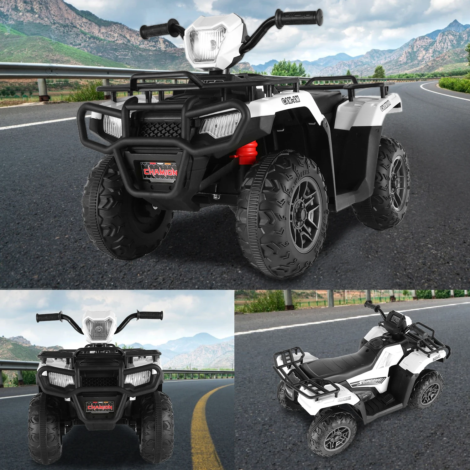 12V Kids Ride on ATV 4-Wheeler Quad Battery Powered Electric Car with High/Low Speed, 2X30W Motor, Treaded Tires, Soft Braking