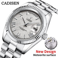 Cadisen For Men Watch Male Automatic Mechanical Wristwatch Meteorite Face Business 50m Waterproof Calendar Miyota 8285 Movement