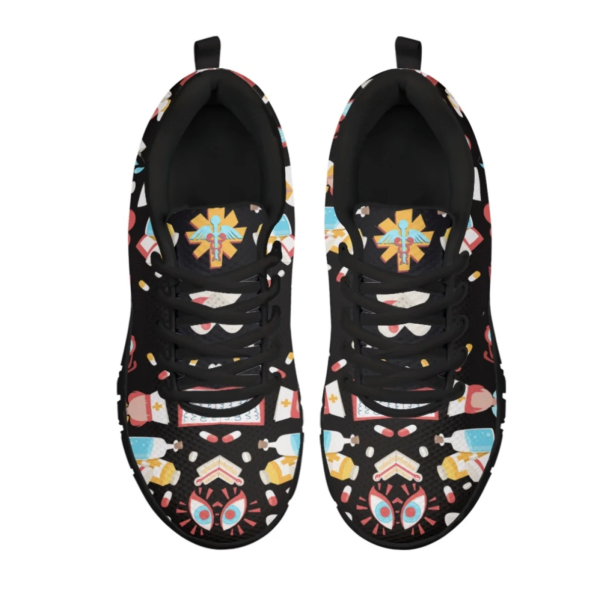 INSTANTARTS New Style Medical Shoes Comfort Lace-up Sneakers Medical Facilities Pattern Women Walking Footwear Zapatos Mujer