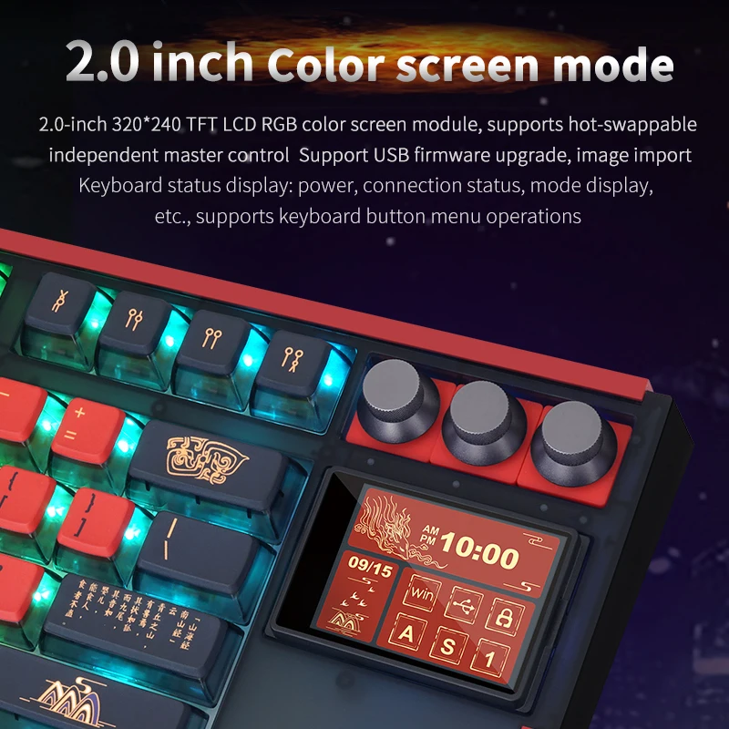 Imagem -04 - Skyloong Gk87 Pro Teclado Mecânico sem Fio com Tela 2.0 Botões Full-key Hot-swappable Rgb Retroiluminado Teclado Gamer Personalizado