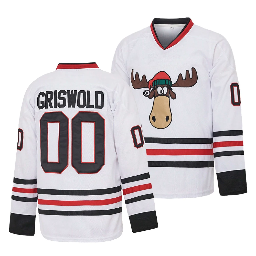 Griswold 00 X-Mas Christmas Halloween Vacation Men's Movie Hockey Jersey，Moose pattern，Exquisite Embroidered Casual Party Pullover