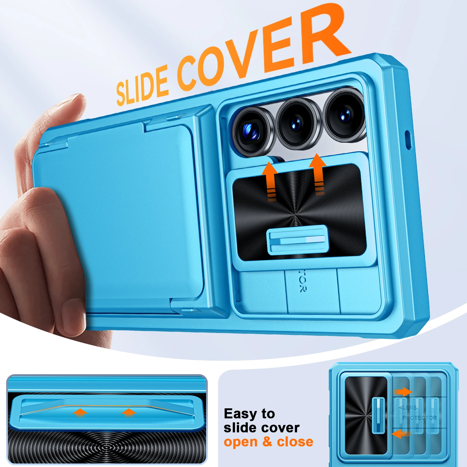 With Card Holder Sliding Camera Cover And Stand For Samsung Galaxy S25 Ultra Phone Case, Anti-Fall PC+TPU Wallet Case