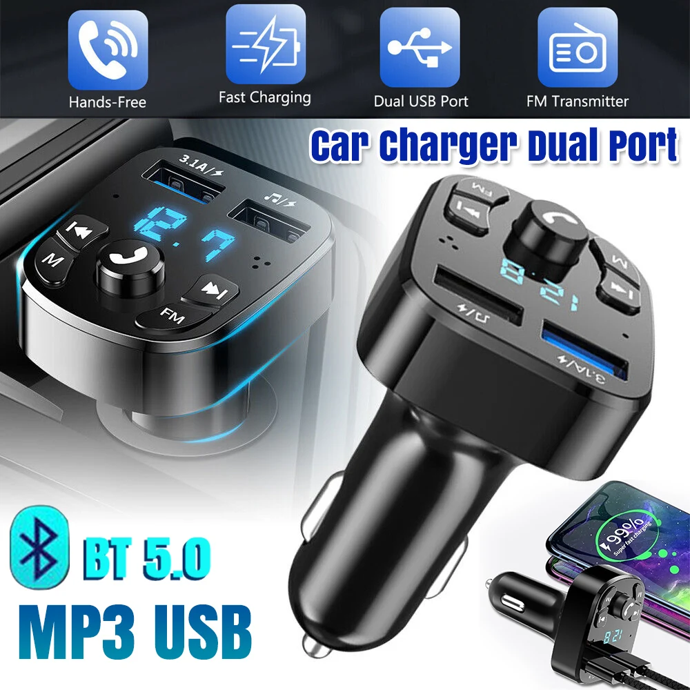 Car Wireless Bluetooth FM Transmitter MP3 Player USB Car Charger Adapter UK