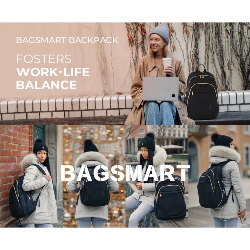 BAGSMART-mochila escolar para mujer, bolso para portátil de 15,6 pulgadas, bolsa para libros universitarios, mochila informal de viaje