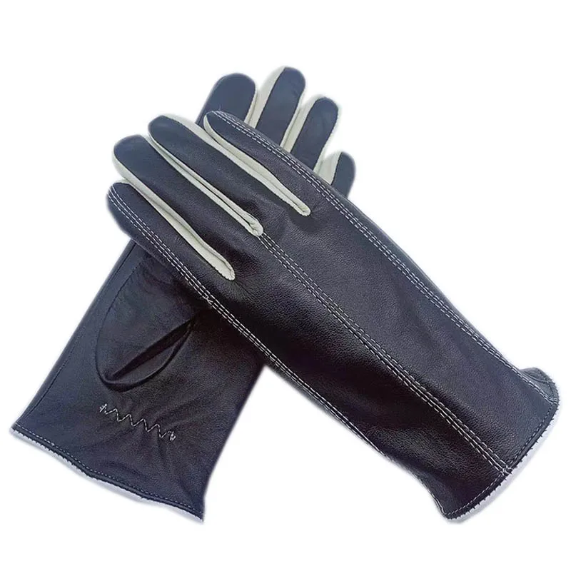 Winter women\'s comfortable genuine leather gloves new style driving riding warm 2024 short women\'s winter sheepskin comfortable