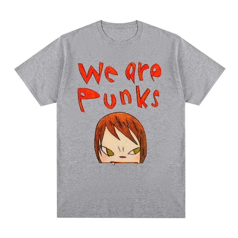 2024 Korea Kawaii Cute Anime Yoshitomo Nara We Are Punks Man Women T-shirt Cotton Men T shirt New TEE Clothing  Womens Tops