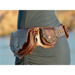 Medieval Steampunk Utility Pouch Bag Viking Knight Pirate Costume  Men Women Vintage Accessory Antique Belt PU Leather Wallet