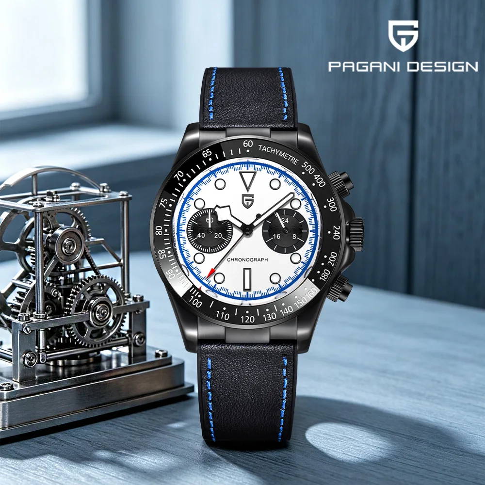 2026Pagani design brand casual fashion quartz watch men's VK64 sports chronograph Sapphire black leather strap men's clock 10BAR