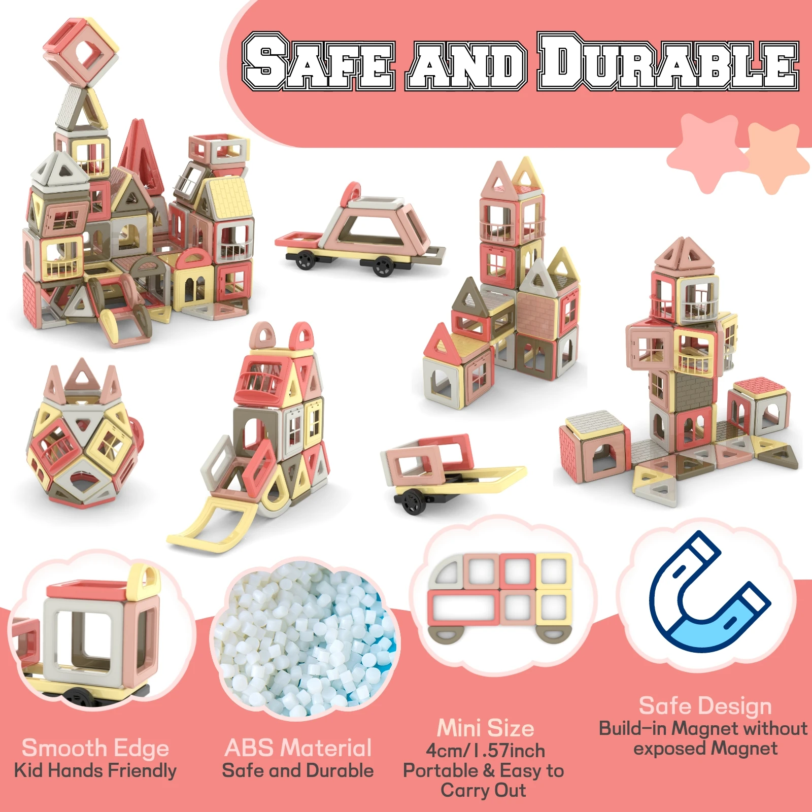 Mini Maat 155 stks Magnetische Blokken Bouw Gebouw Tegels Speelgoed voor 3 4 5 6 7 Jaar Oude Jongens en Meisjes Gift