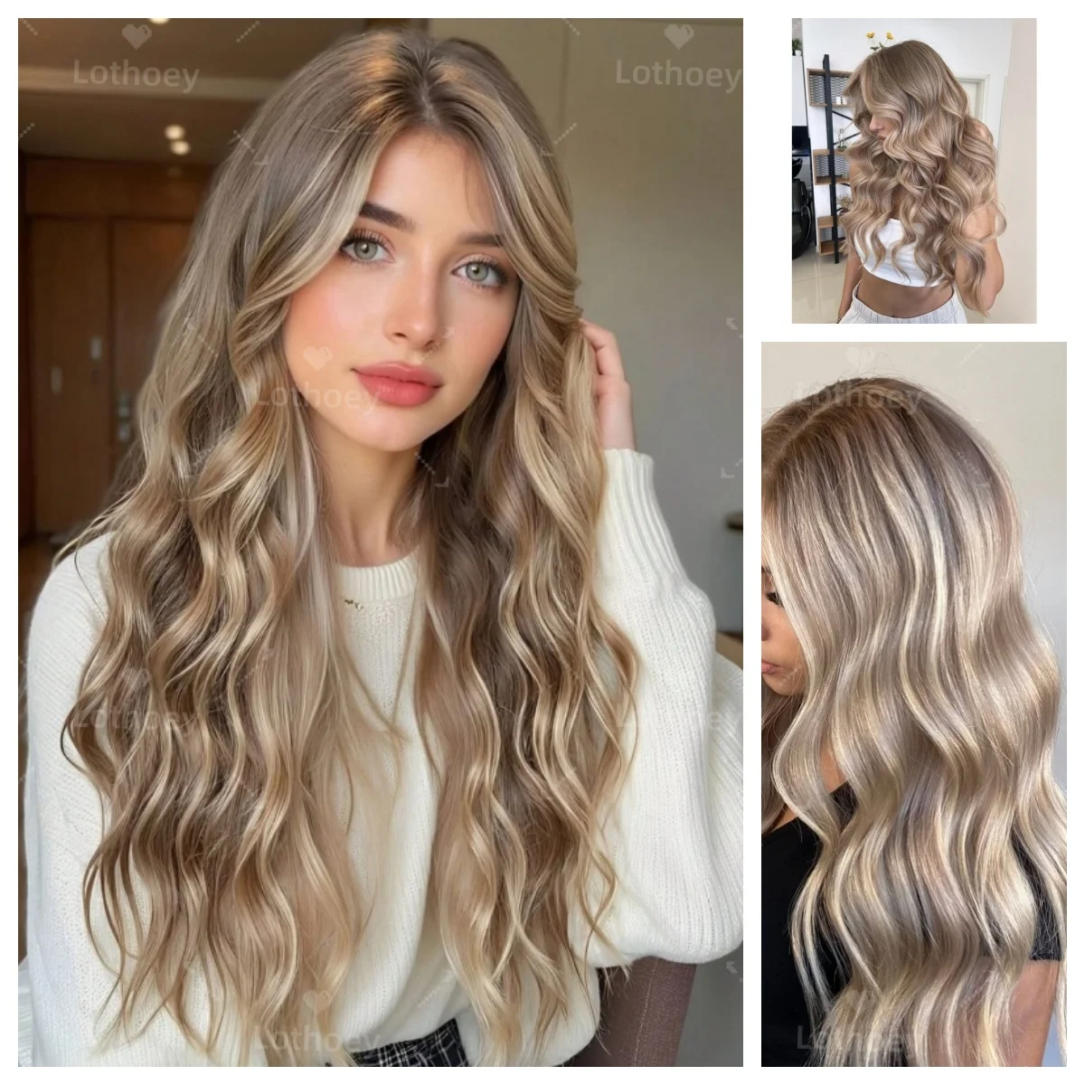 

Человеческие волосы 13x4 Прозрачные кружевные человеческие волосы Волнистые парики фронтальной части шнурка Выделите блондинку Кружевные фронтальные парики с объемной волной для женщин Ежедневно