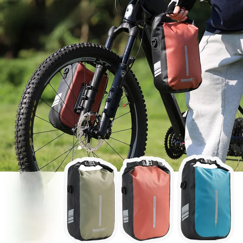 AliExpress Rhinowalk Bike Quick Release Front Fork Bag 2 Pcs Waterproof 4L/6L Cycling Bicycle Front Pack Mount With 2Pcs  Install Base