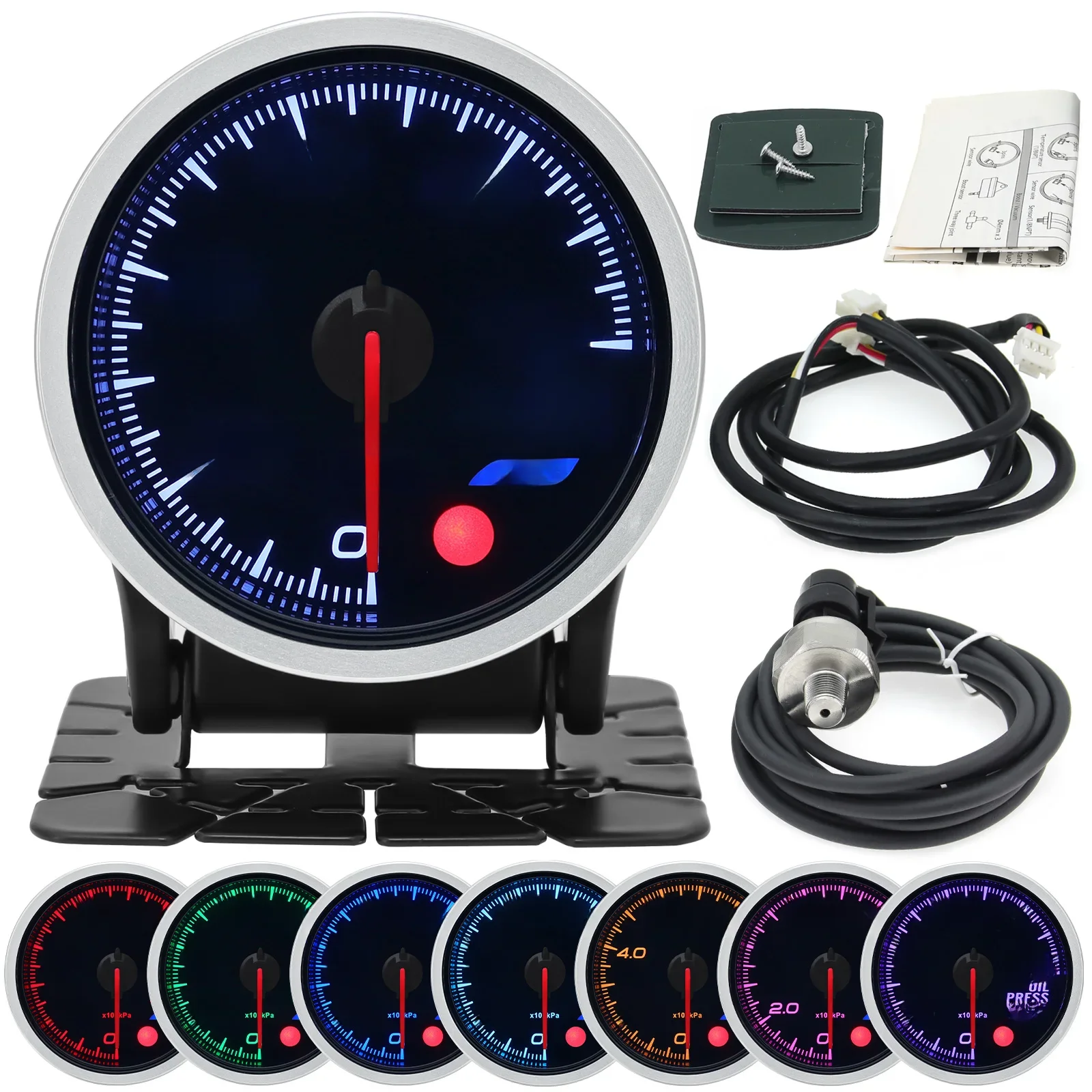 Universele Auto 12V 52mm 8 Kleur Racewagen Oliedruk Water Olie Temp EGT Uitlaat Temp Turbo Boost toerenteller Gauge Meter - afbeelding 2