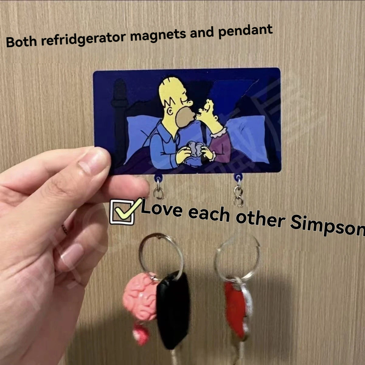 Crayon Shin chan-llavero de pareja de anime, pegatina acrílica de dibujos animados para refrigerador, decoración de puerta, colgante de llave antipérdida, regalo