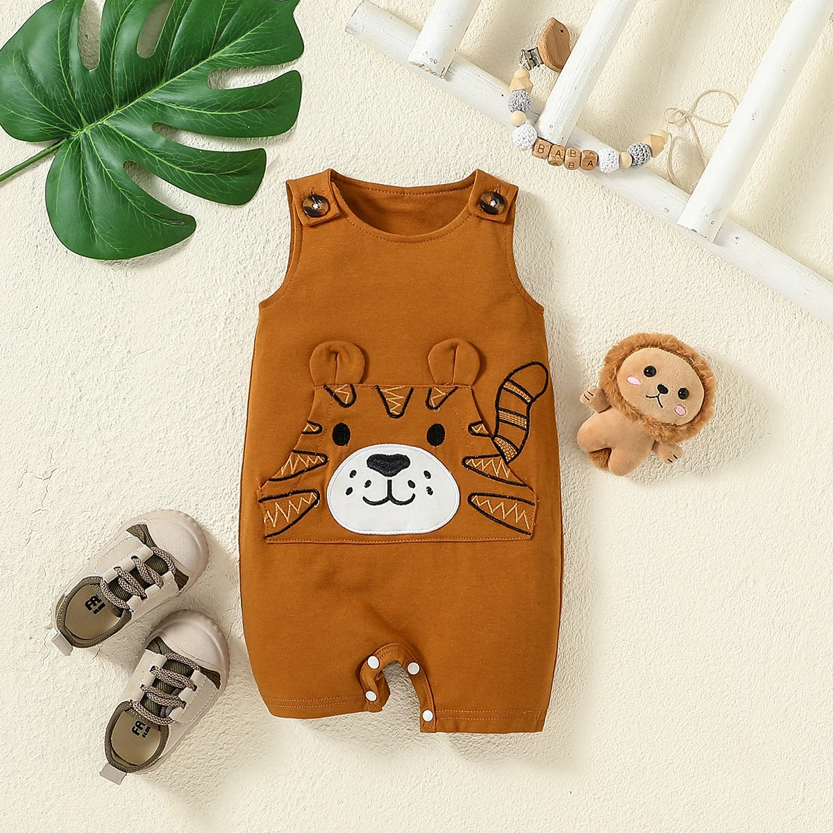 New Stely Baby Summer Sleeveless Boys Animal For Daily Casual Jumpsuit