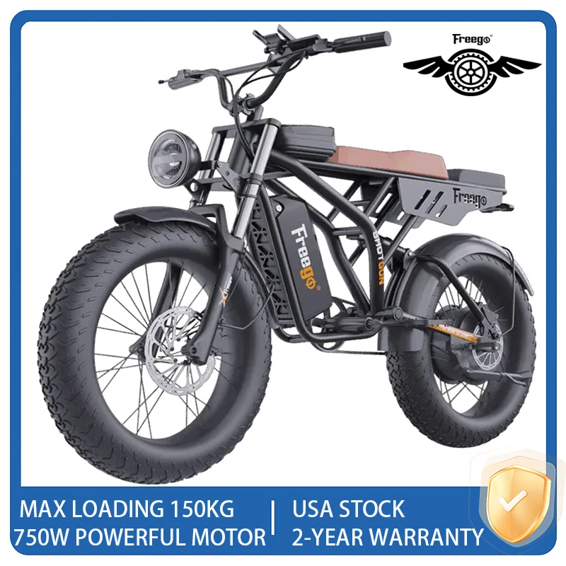 

New FREEGO F2 Pro Electric Cargo Bike 20" Fat Tire Electric Motorcycle Dirt Bike for Adults 7 Speed Dual Hydraulic Brakes E-bike
