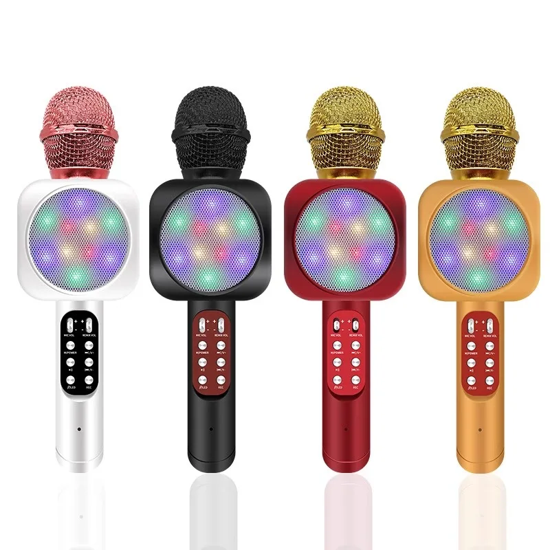 Microfone Bluetooth Sem Fio para Karaoke com LED Colorido Alta Qualidade de Som e Conexão Sem Fios Ideal para Festas e Eventos