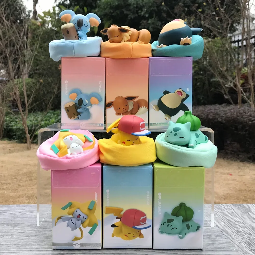 6 stylów Pokemon Starry Dream Pikachu Bulbasaur Eevee Snorlax Jirachi Komala śpiące figurki Anime zabawki z pcv Kawaii — zdjęcie 2