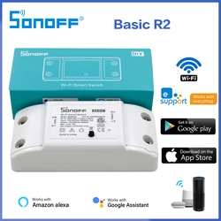 Sonoff-Interruptor Inteligente R2 WiFi Básico, Disjuntor DIY, Controle Remoto, Casa Inteligente, Controle EWeLink APP, Trabalhe com Alexa e Google