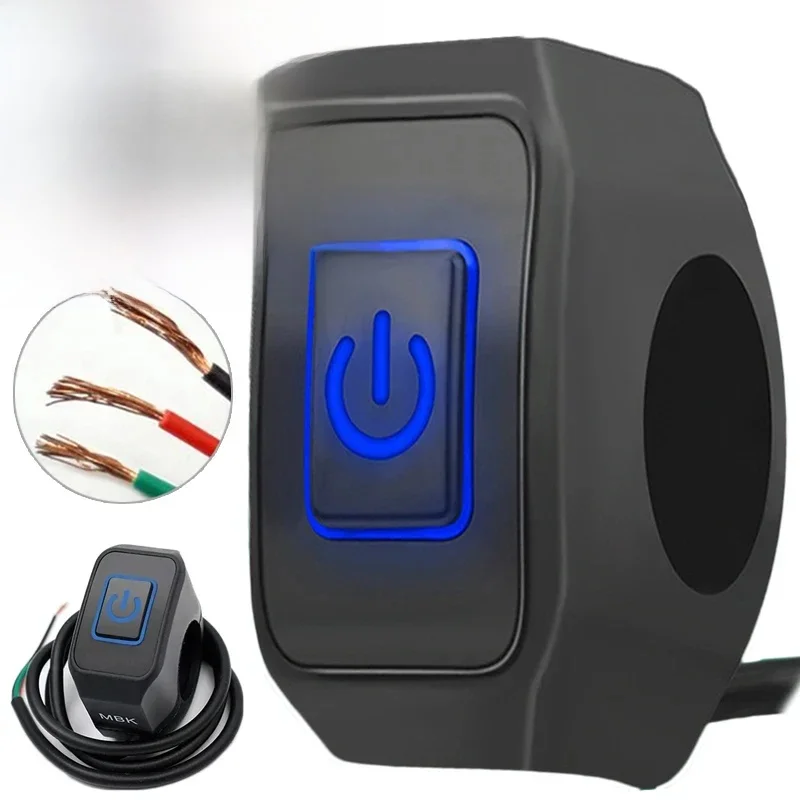 Interrupteur de Moto étanche avec lampe d'affichage LED, bouton de commutation modifié, montage sur guidon, interrupteurs marche/arrêt pour phare de Moto