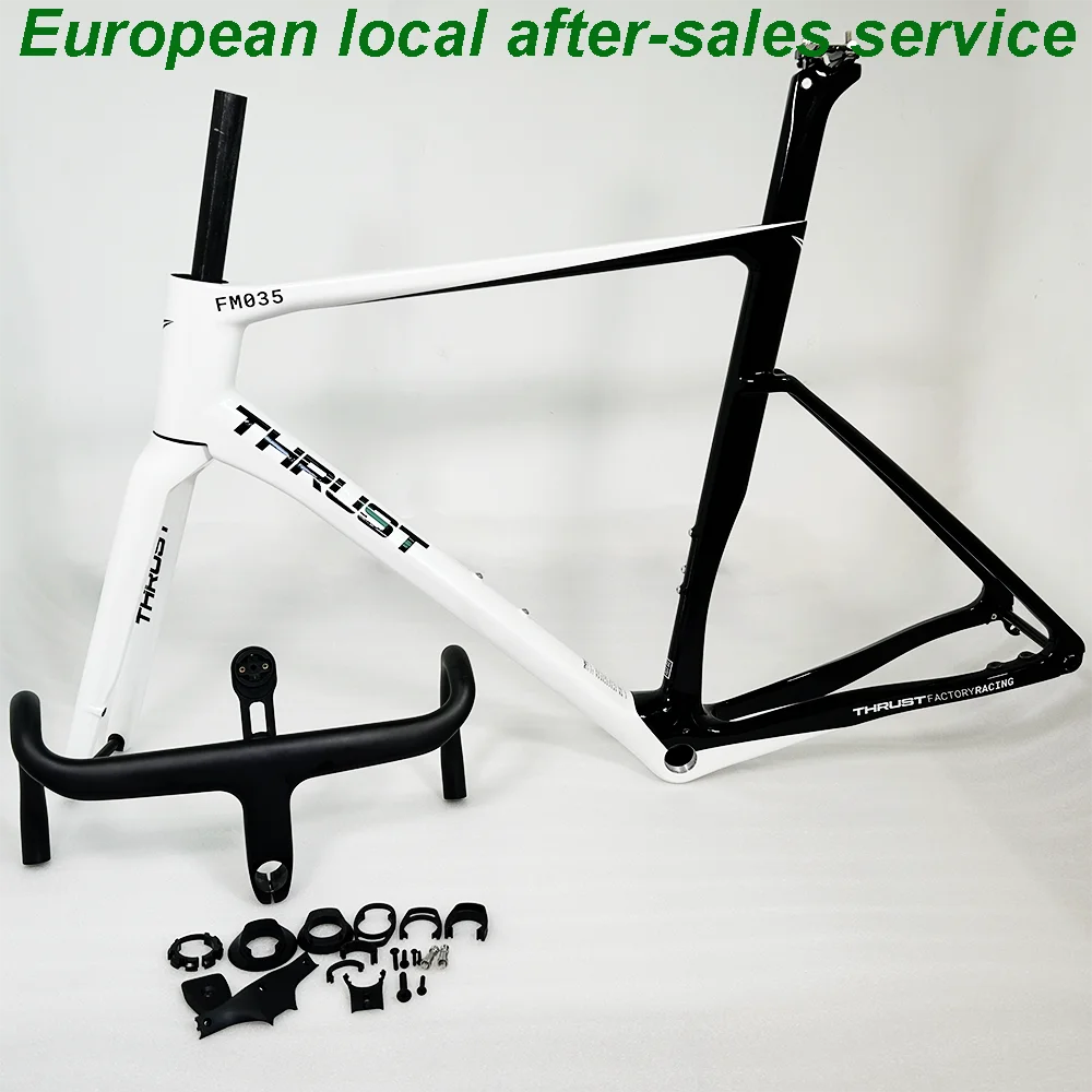 Thrust Full Carbon Road Bike Frameset,Max Tire,32mm,Full Internal Cable Disc Brake,142*12 Handerbar,Fork,Seat Post,Clamp,Headset