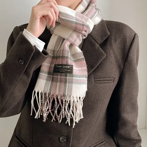 퍼피띵 유기견후원 국산 체크 니트 머플러 남녀공용 커플 롱 목도리 no.62