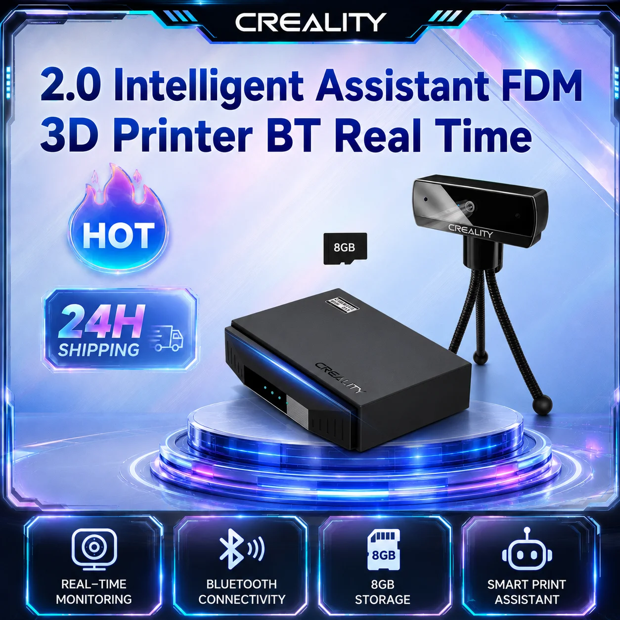 For FDM 3D Printer Creality WiFi Box 2.0 Intelligent Assistant BT Real Time Monitor/Remote Control Time-lapse Shooting 8G TFCard