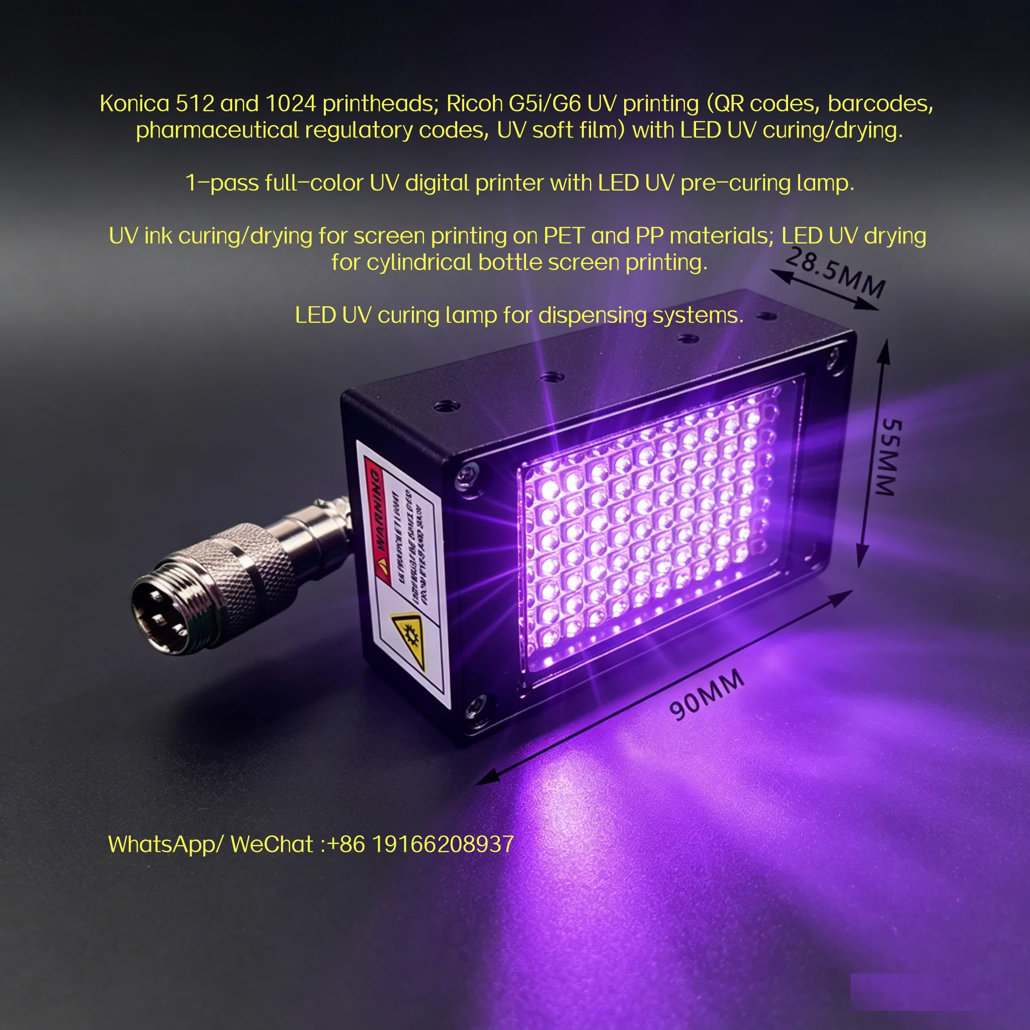 uv lamp 350W Water Cooled LED UV Curing System for QR Code Barcode Pharmaceutical Tracking Code Variable Data Inkjet Printing