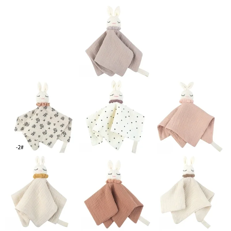 Bébé bébé apaiser serviette réconfortante Crochet lapin rot tissu sommeil apaisant poupée jouet pacifier sucette bavoir pour les