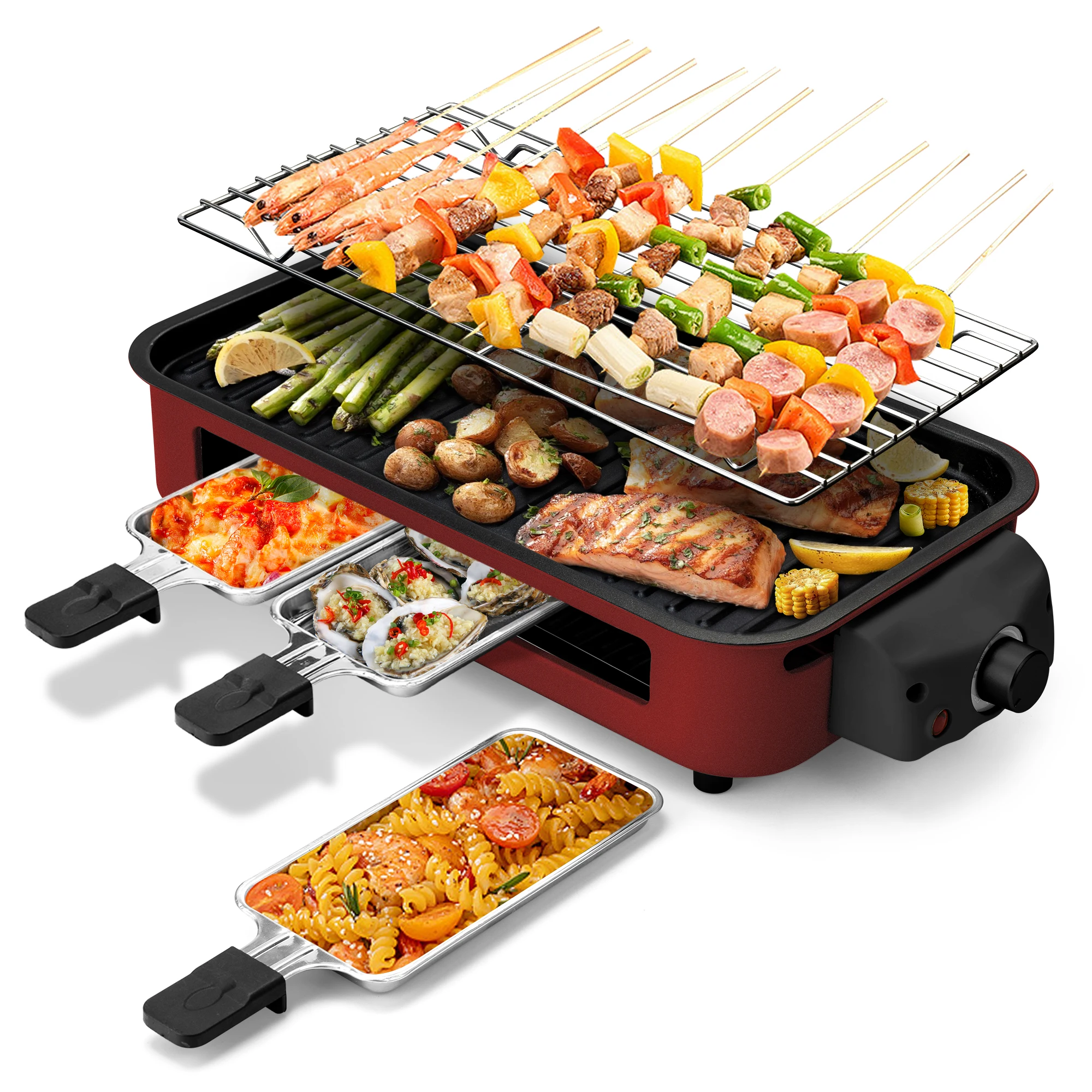 Kitchen Baking Tray Organiser - 1500W 2-in-1 Electric Grill Pan, Non-Stick