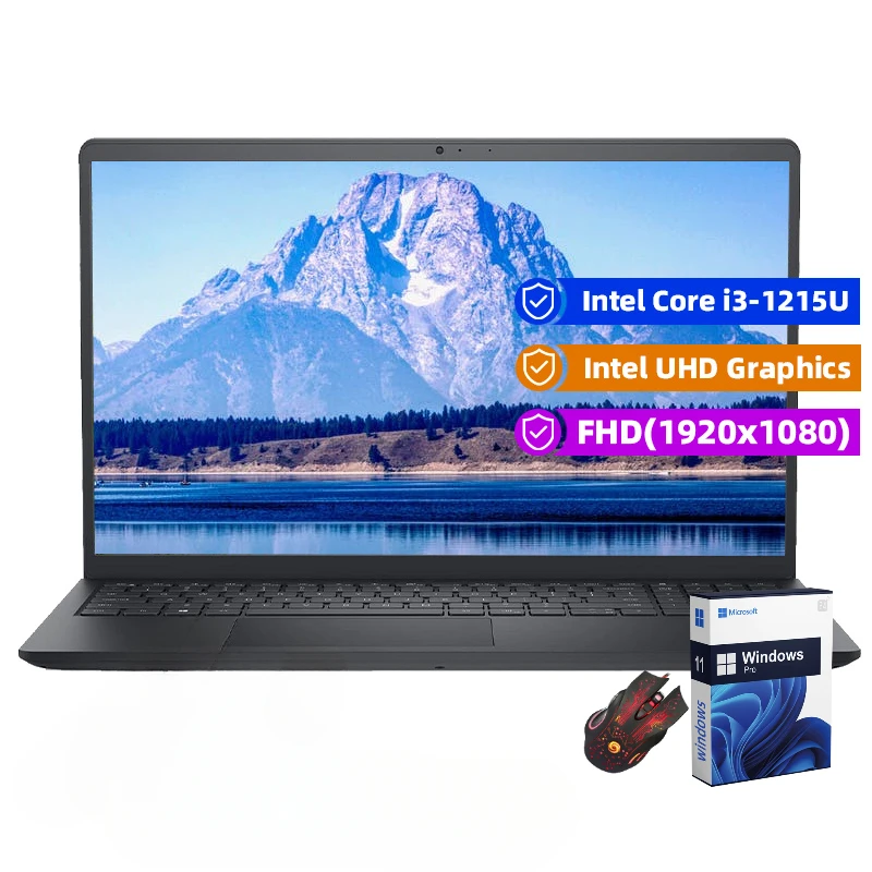 Dell Inspiron Laptop aziendale da 15.6 ", Intel Core i3-1215U,32GB di RAM, SSD da 2TB, muslimwifi 6,Windows 11 Pro, con Mouse da gioco