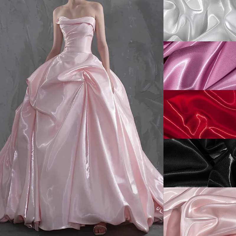 Glossy Liquid satin fabric shiny skirt smooth crystal silk wedding party lady evening dress wedding dress fabric fashion design