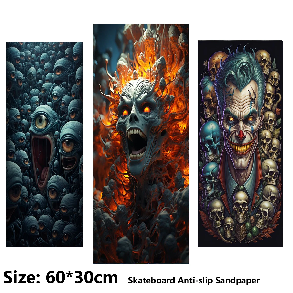 

Cool Horror Multi-angle Multi-element Pattern Electric Scooter Anti-slip Sticker Sandpaper Skateboard Grip Tape Sheet 60*30cm