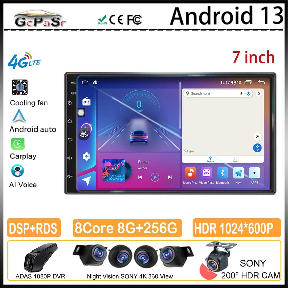 7inch Android Car Radio Autoradio 2 Din Universal WIFI GPS Car Multimedia video Player Screen DVD For Hyundai Nissan Toyota Kia
