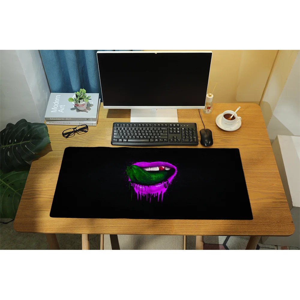 Keycadets Gravity Deskmat Red Orange Lips Large Mouse Pad Anime Carpet Mousepad Pink Gaming Accessories Deskpad Rubber Mat